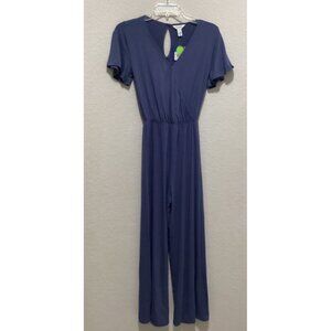 Arizona Jean Co. Womens Blue Short Sleeve Keyhole Back Jumpsuit Size XS